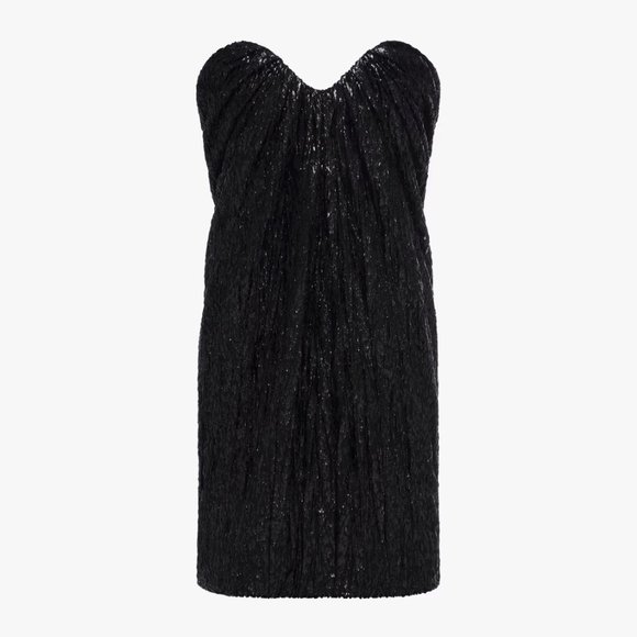 NWT Saint Laurent Strapless gathered metallic fil coupé mini dress FR38/US6 - Picture 2 of 9